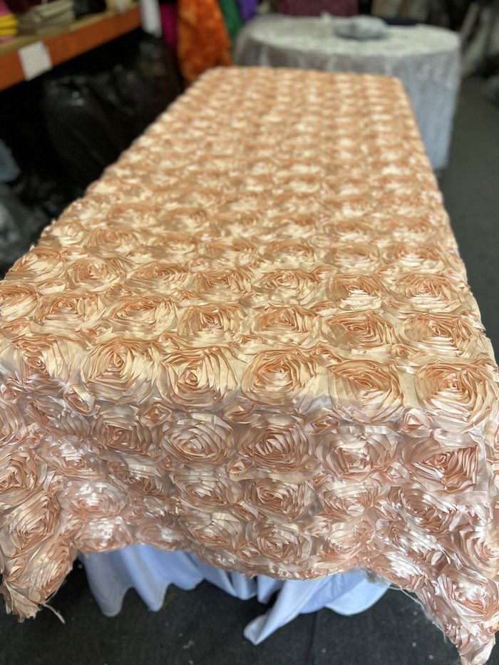 Tablecloth Rosette Satin Rectangle 55 X 108 inches - New Star Fabrics