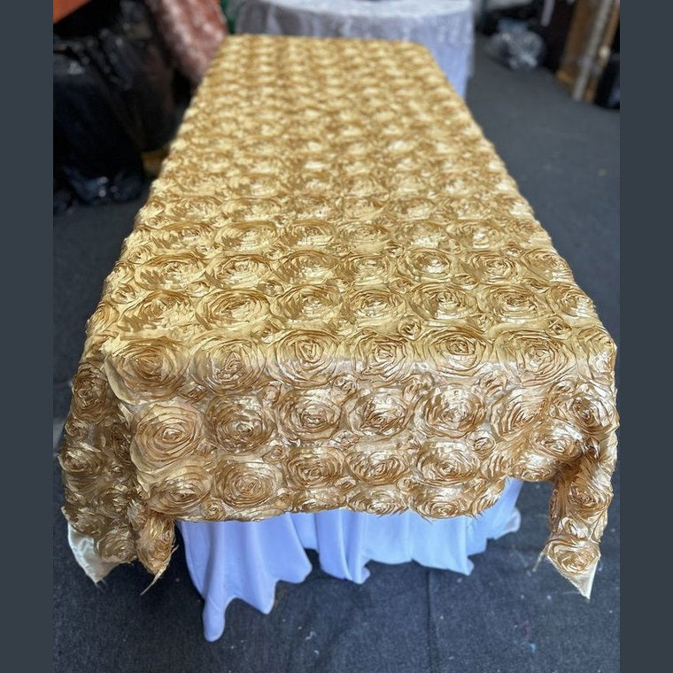 Tablecloth Rosette Satin Rectangle 55 X 108 inches - New Star Fabrics