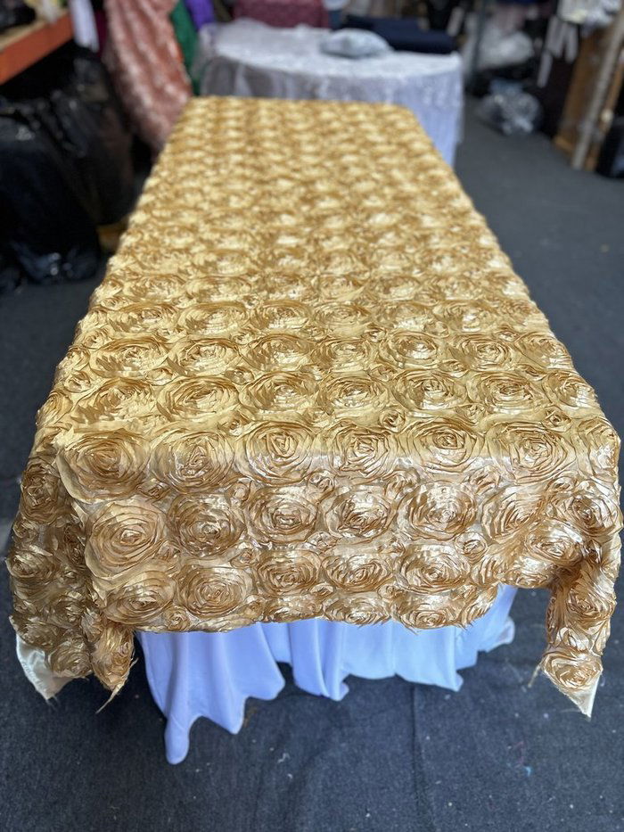 Tablecloth Rosette Satin Rectangle 55 X 108 inches - New Star Fabrics