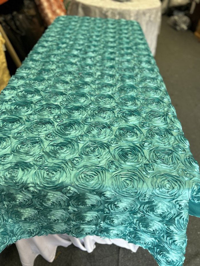 Tablecloth Rosette Satin Rectangle 55 X 108 inches - New Star Fabrics