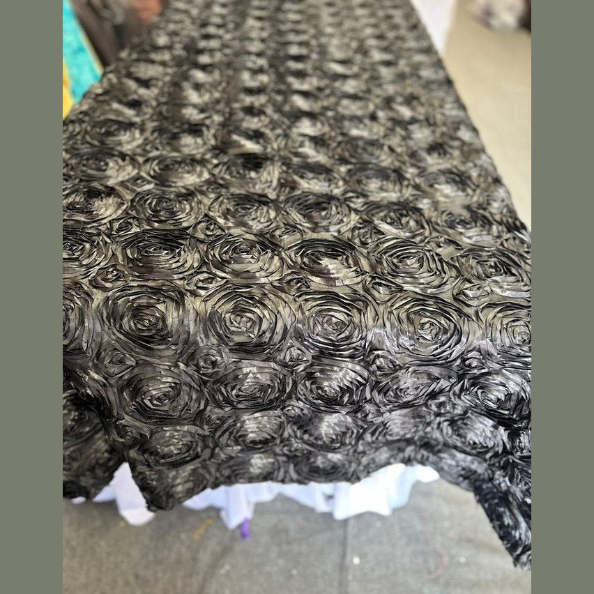 Tablecloth Rosette Satin Rectangle 55 X 108 inches - New Star Fabrics