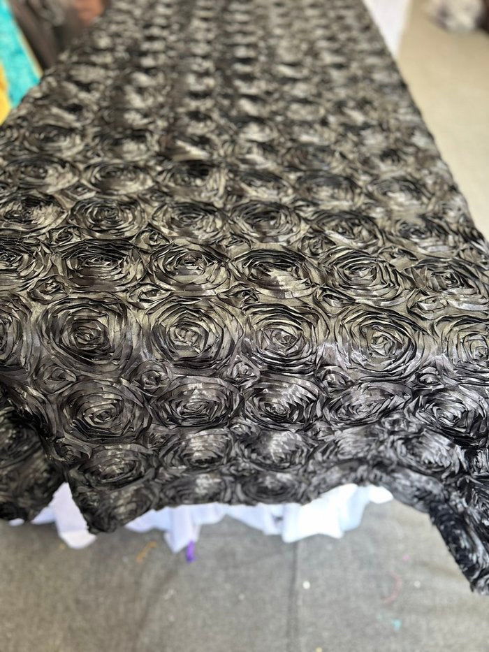 Tablecloth Rosette Satin Rectangle 55 X 108 inches - New Star Fabrics