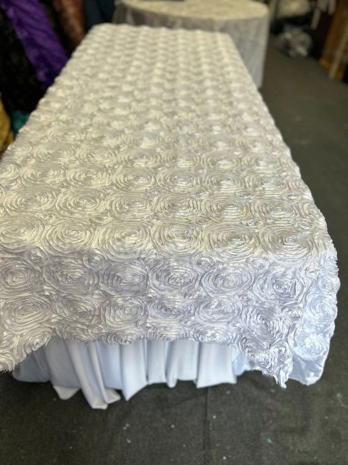 Tablecloth Rosette Satin Rectangle 55 X 108 inches - New Star Fabrics