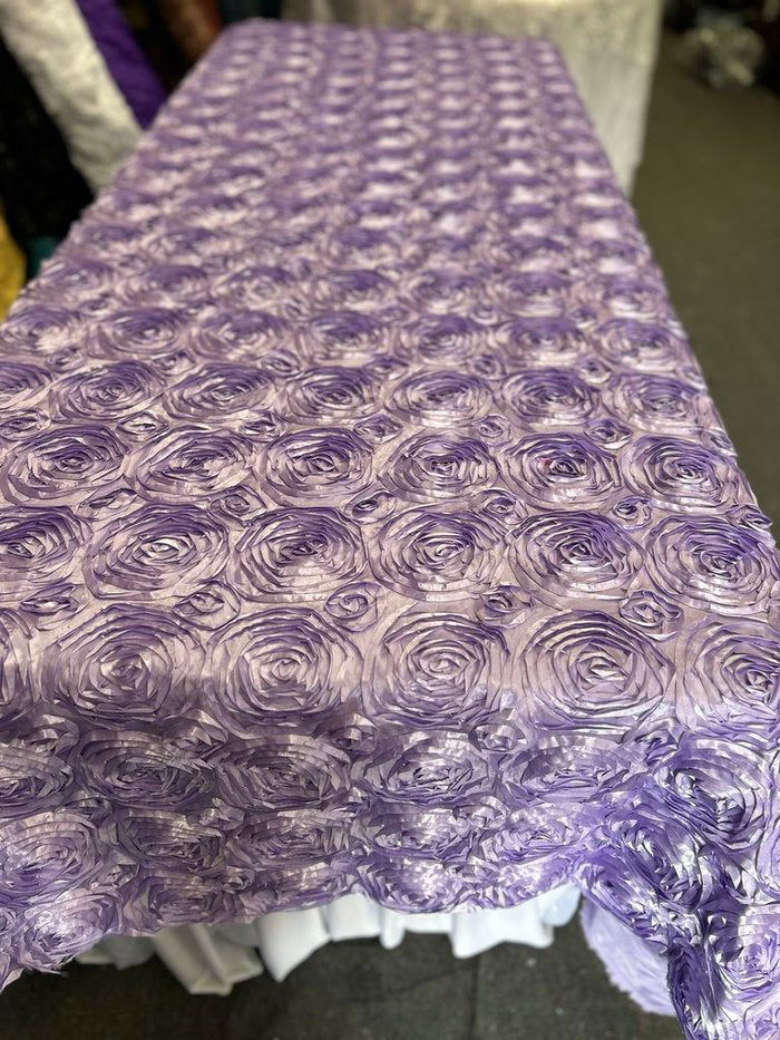 Tablecloth Rosette Satin Rectangle 55 X 108 inches - New Star Fabrics