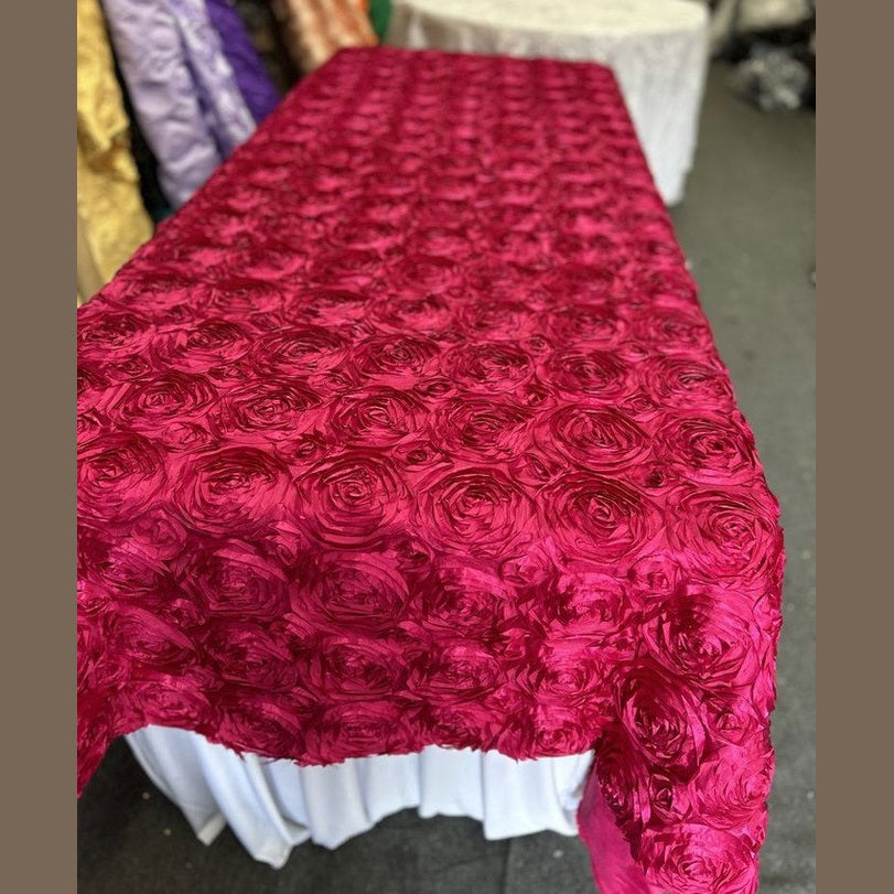 Tablecloth Rosette Satin Rectangle 55 X 108 inches - New Star Fabrics