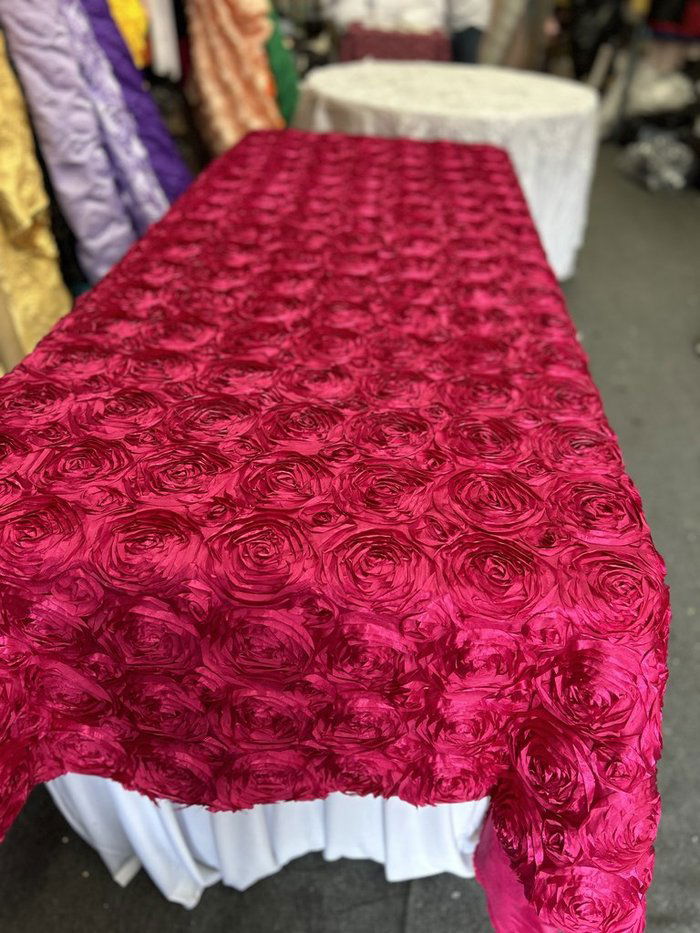 Tablecloth Rosette Satin Rectangle 55 X 108 inches - New Star Fabrics