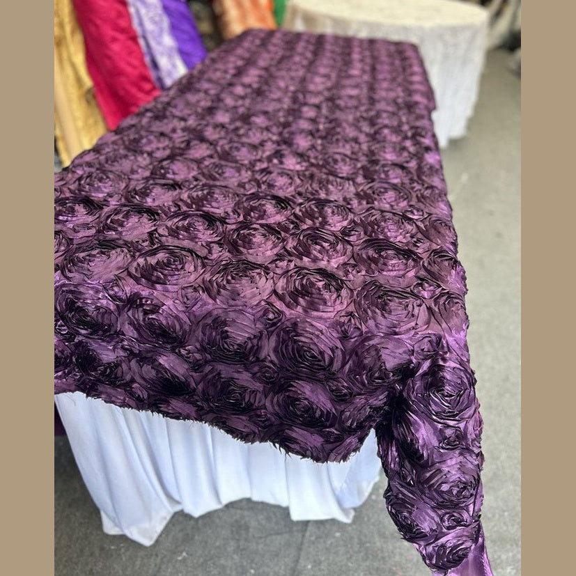 Tablecloth Rosette Satin Rectangle 55 X 108 inches - New Star Fabrics