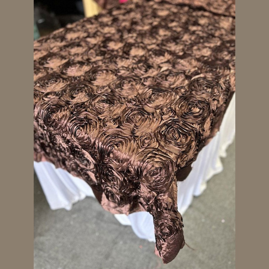 Tablecloth Rosette Satin Rectangle 55 X 108 inches - New Star Fabrics