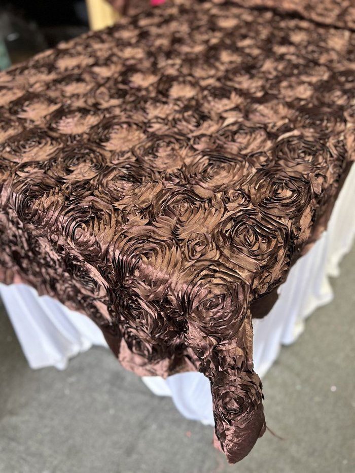 Tablecloth Rosette Satin Rectangle 55 X 108 inches - New Star Fabrics