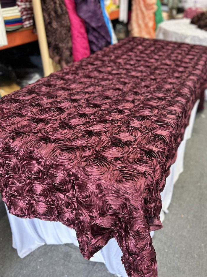 Tablecloth Rosette Satin Rectangle 55 X 108 inches - New Star Fabrics