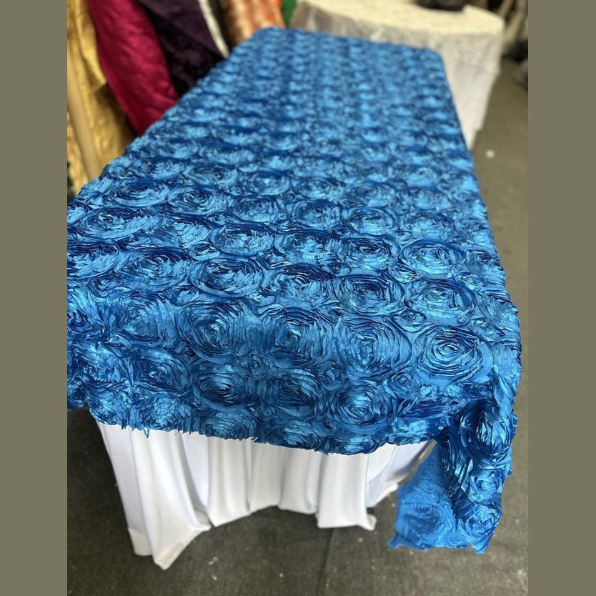 Tablecloth Rosette Satin Rectangle 55 X 108 inches - New Star Fabrics