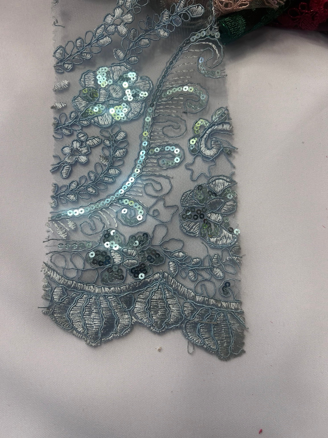 Floral Embroidered Sequin Lace Fabric – 45 Yard Roll