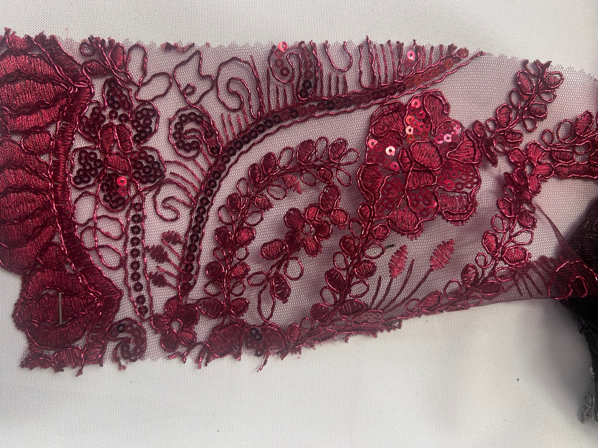 Floral Embroidered Sequin Lace Fabric – 45 Yard Roll