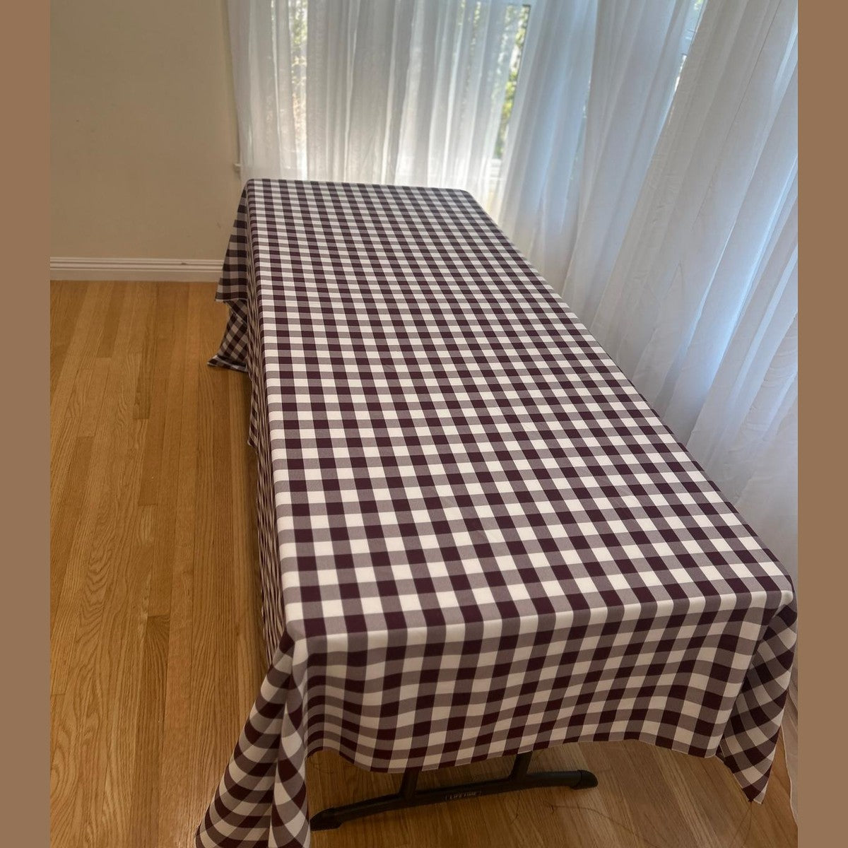 Gingham Checkered Poly Poplin Tablecloth 60 x 120 Inch