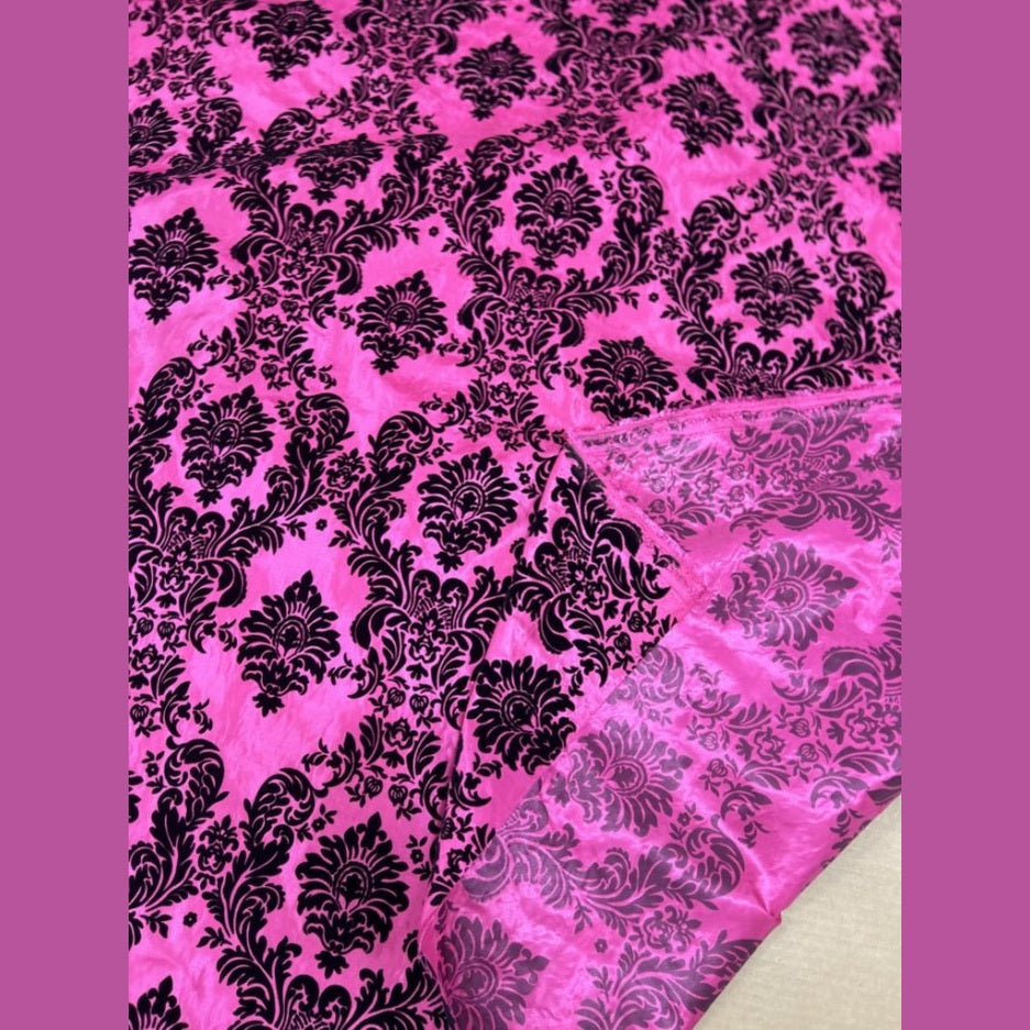 Flocked Damask Taffeta Fabric
