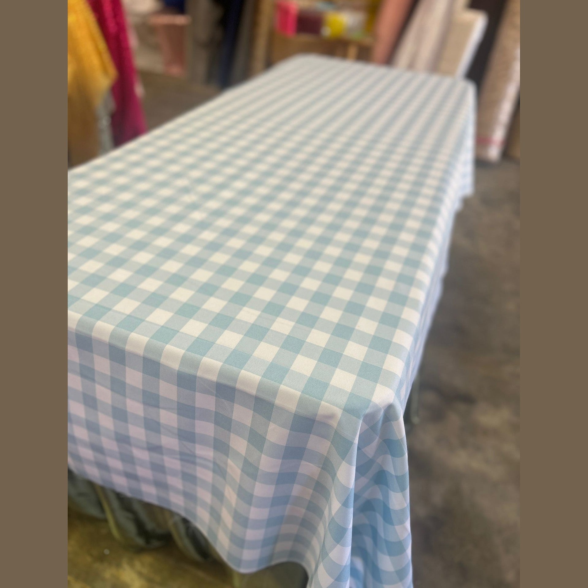 Gingham Checkered Poly Poplin Tablecloth 60 x 120 Inch