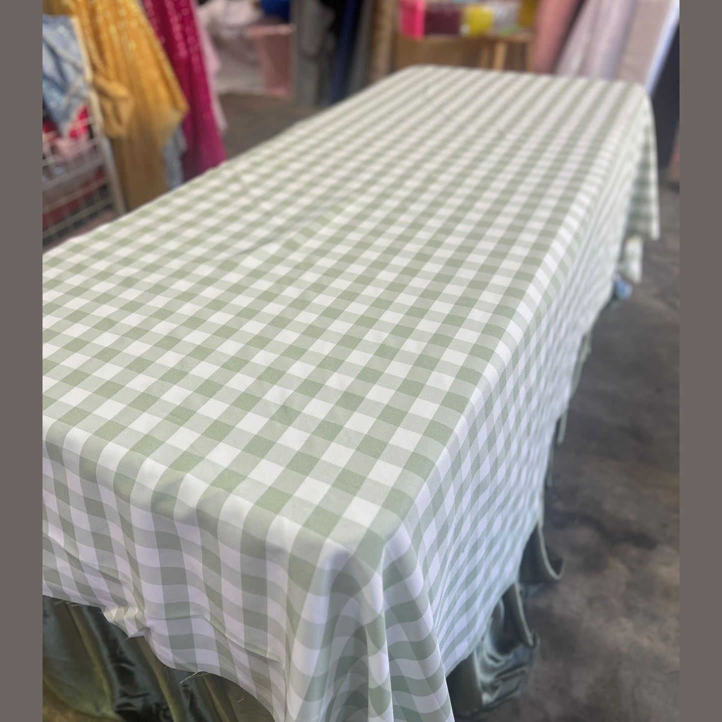 Gingham Checkered Poly Poplin Tablecloth 60 x 108 Inch