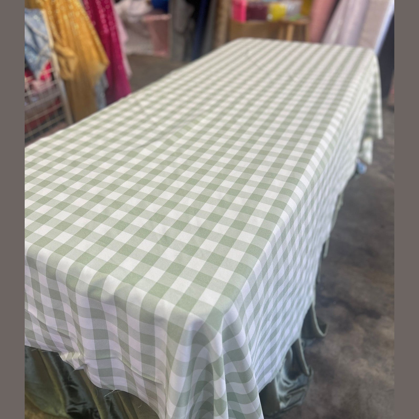 Gingham Checkered Poly Poplin Tablecloth 60 x 120 Inch