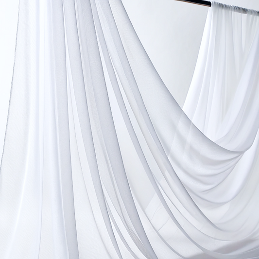 50 Yard Continuous Pieces – 60” Wide White Chiffon Fabric Roll | Wedding Draping, Backdrops & Event Décor | Free Shipping