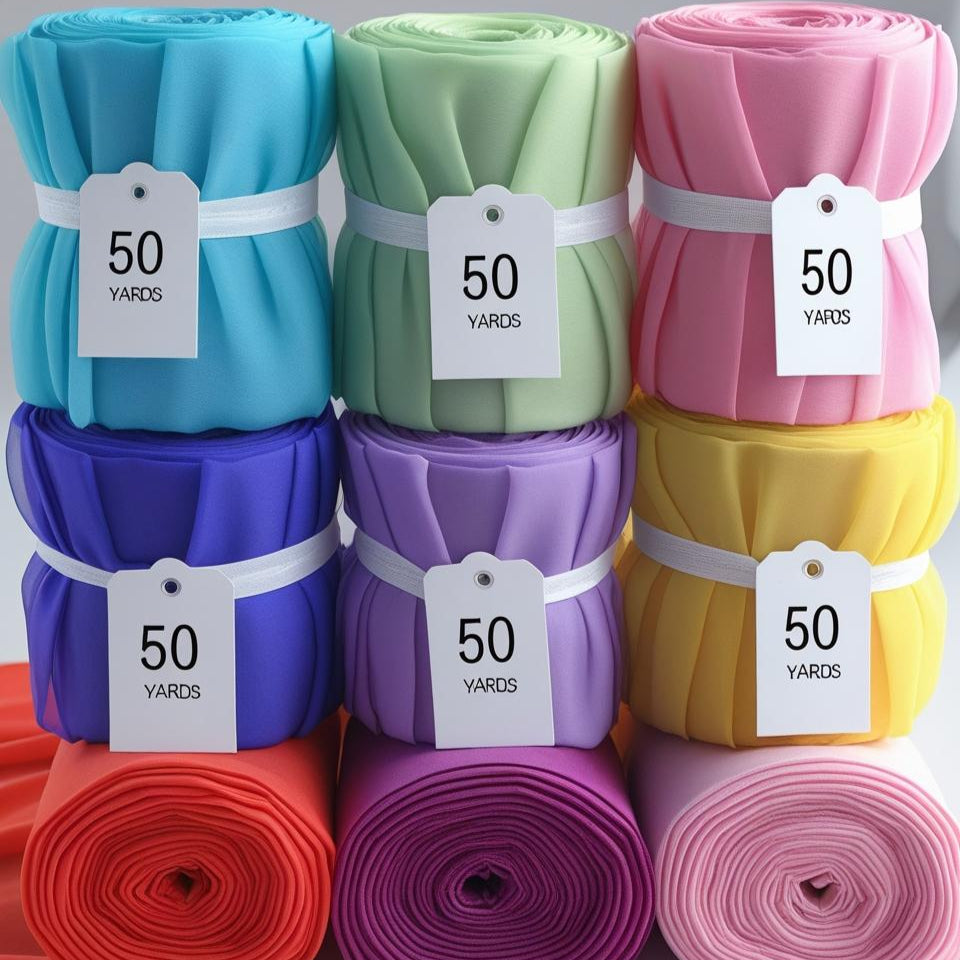 50 Yards × 60” Chiffon Fabric Roll (30+ Colors) | Wedding Draping Fabric