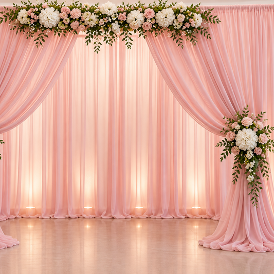 Chiffon Backdrop Curtain – Ready to Hang with Rod Pocket
