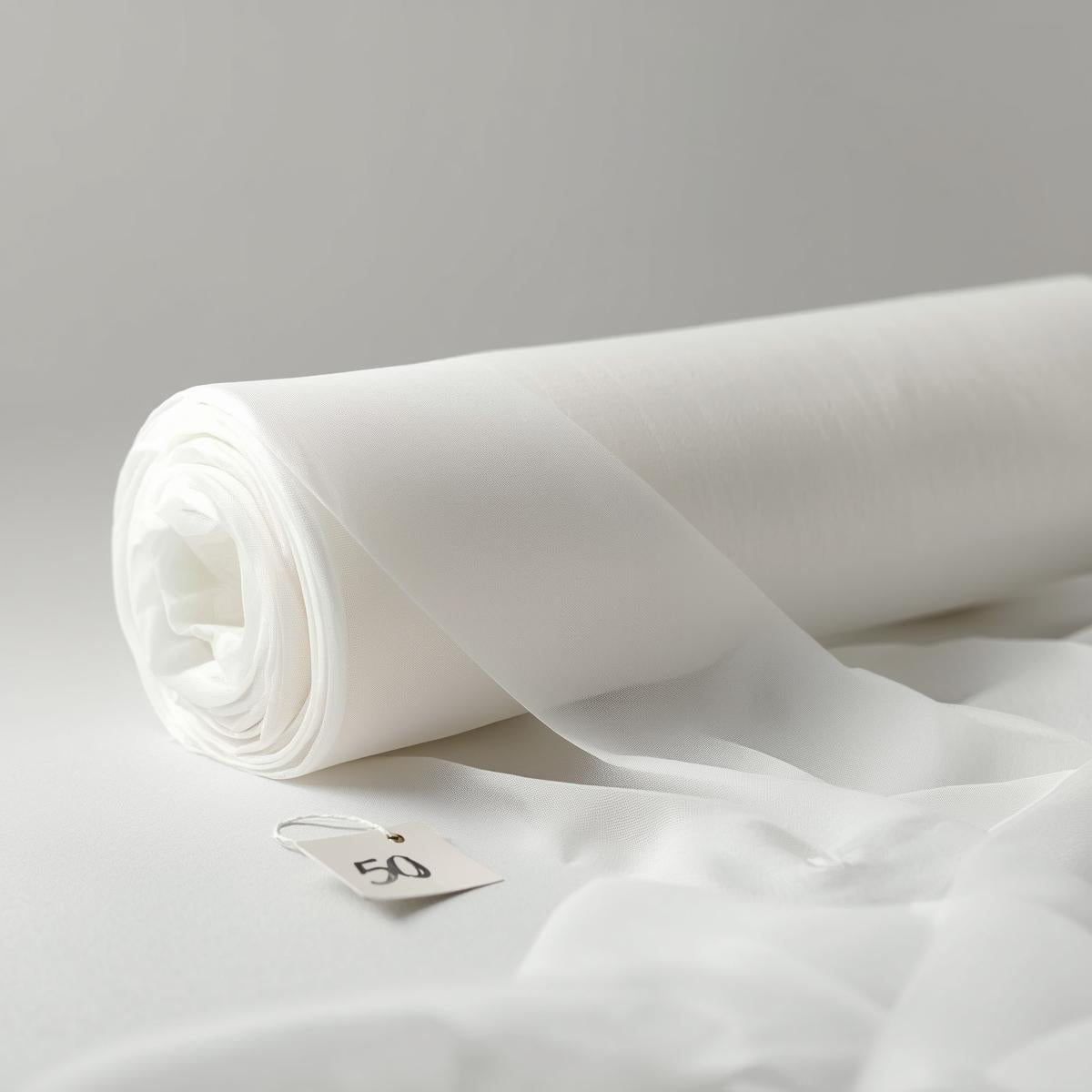 50 Yards × 60” Chiffon White Fabric Roll  Wedding Draping