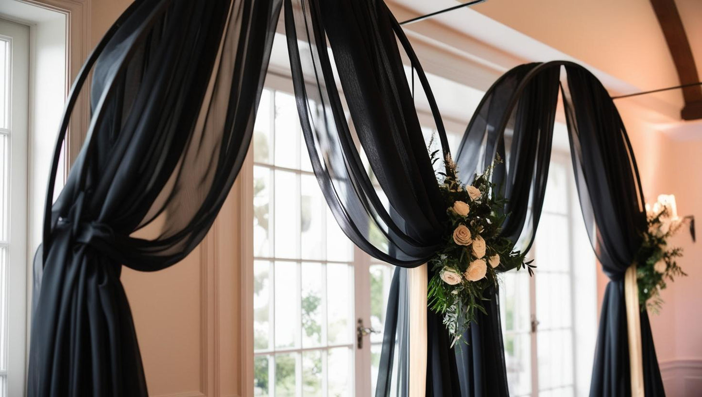 50 Yards – 60” Wide Black Chiffon Fabric Roll | Draping, Curtains, Dresses & Event Décor