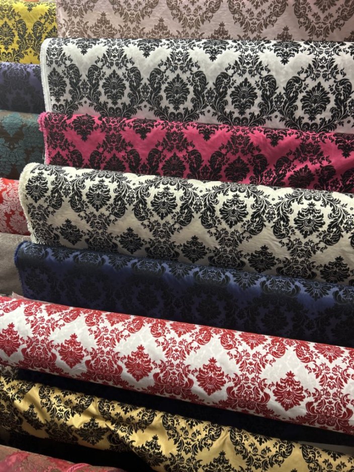 Flocked Damask Taffeta Fabric