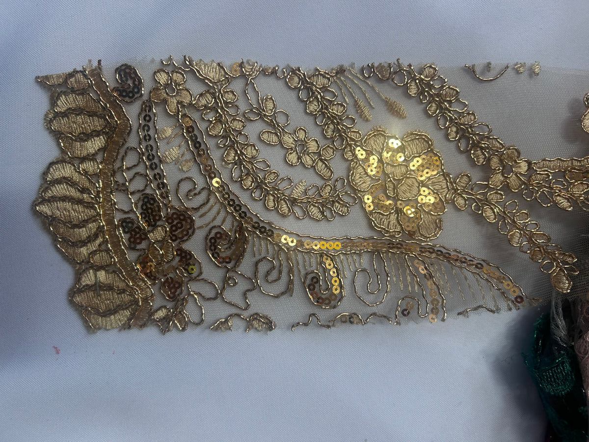 Floral Embroidered Sequin Lace Fabric – 45 Yard Roll