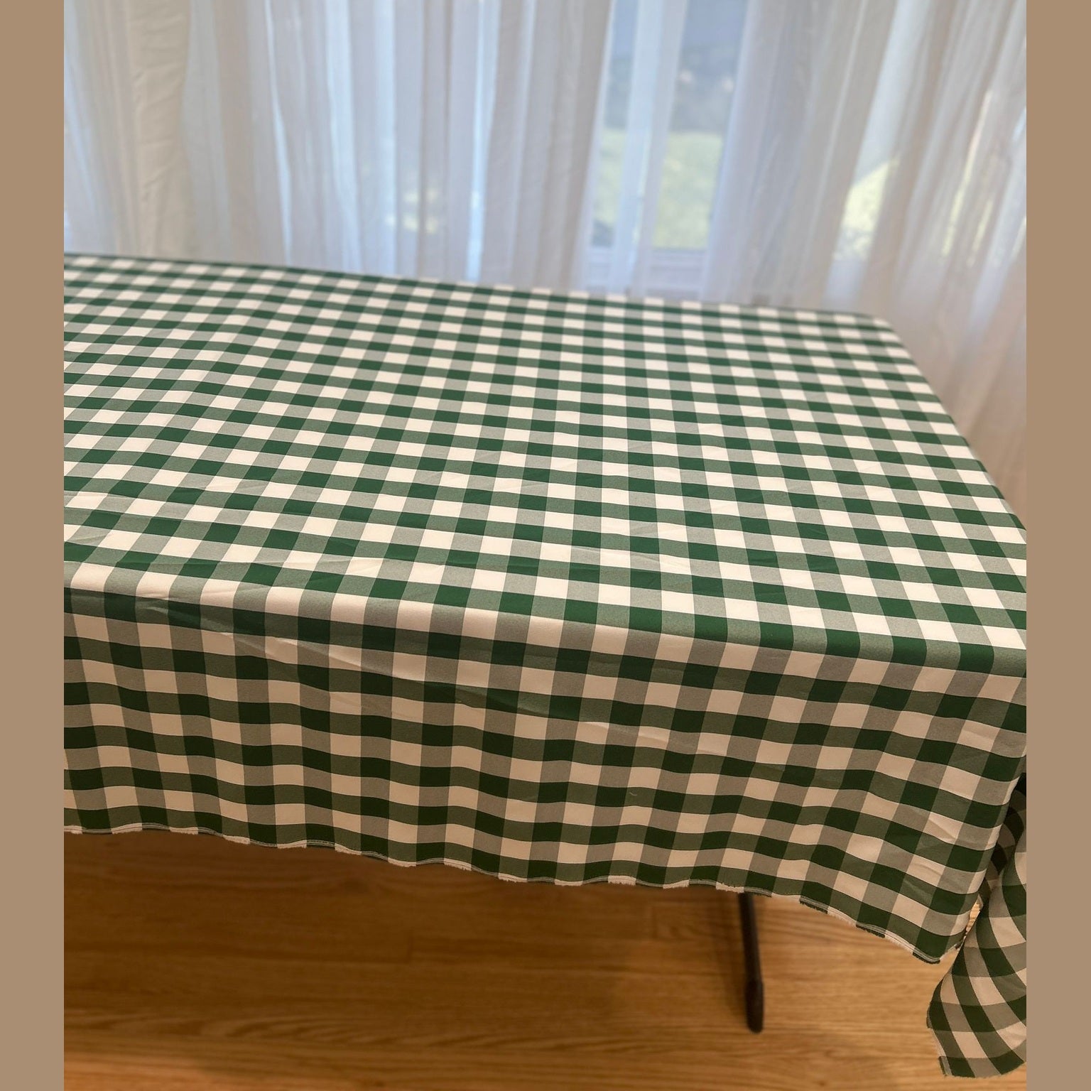 Gingham Checkered Poly Poplin Tablecloth 60 x 120 Inch