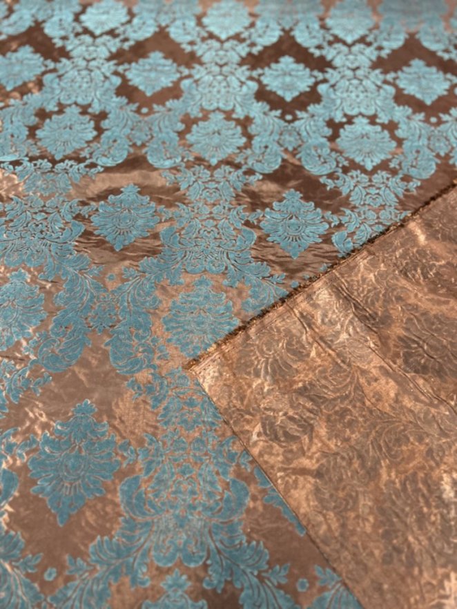 Flocked Damask Taffeta Fabric