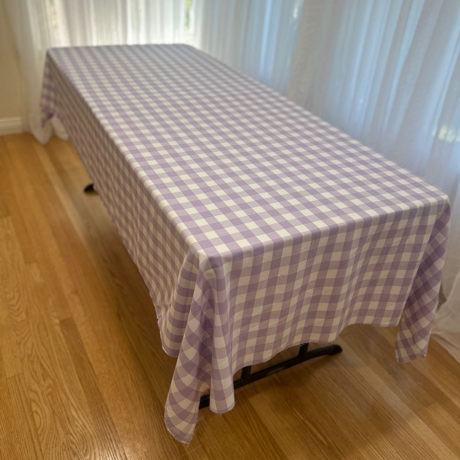 Gingham Checkered Poly Poplin Tablecloth 60 x 120 Inch
