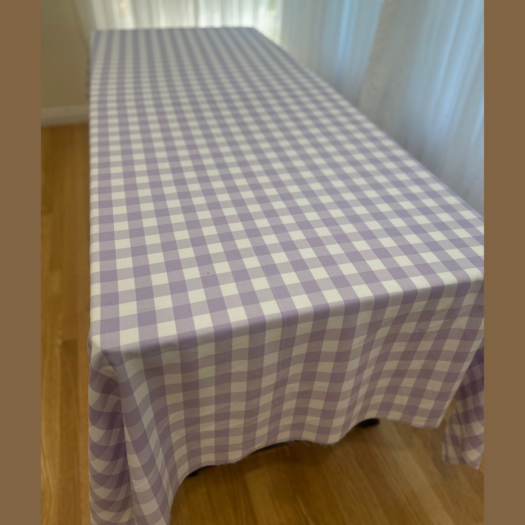 Gingham Checkered Poly Poplin Tablecloth 60 x 120 Inch