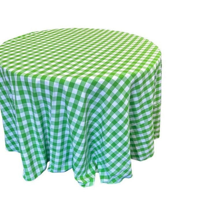 Lime Checkered Plaid Round Tablecloth 120 inches - New Star Fabrics
