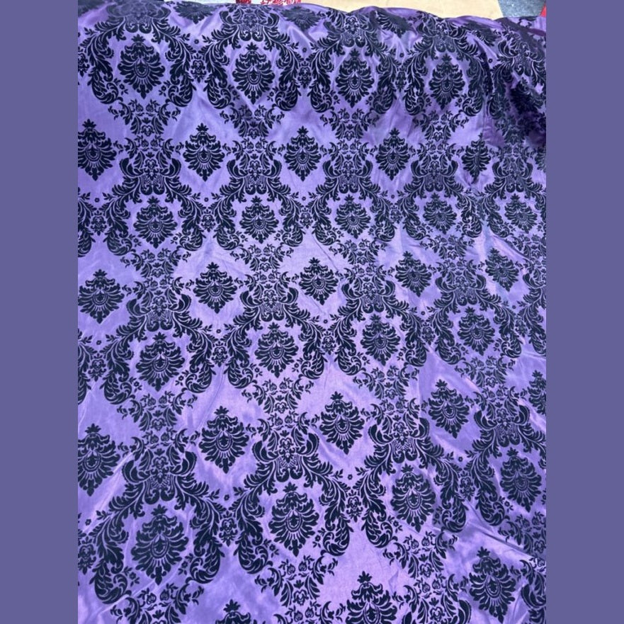 Flocked Damask Taffeta Fabric