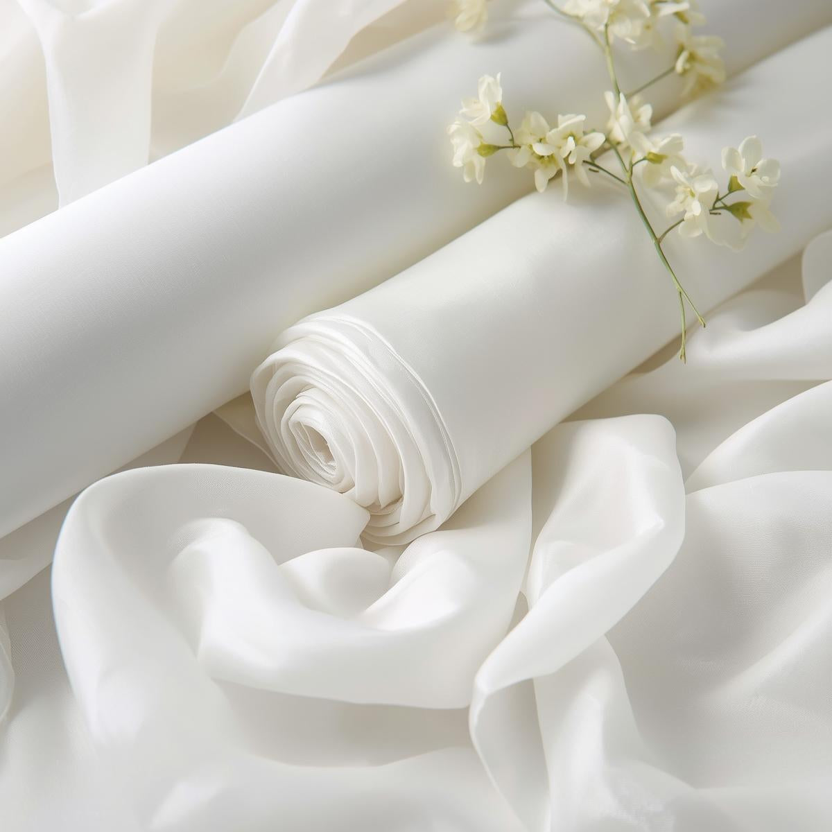 White Voile & Chiffon Fabric Bundle – 2 Rolls (50 Yards Each) | Free Shipping