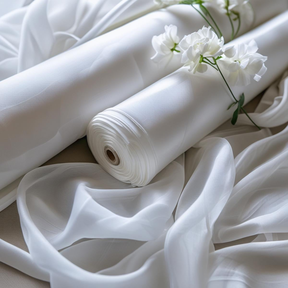 White Voile & Chiffon Fabric Bundle – 2 Rolls (50 Yards Each) | Free Shipping