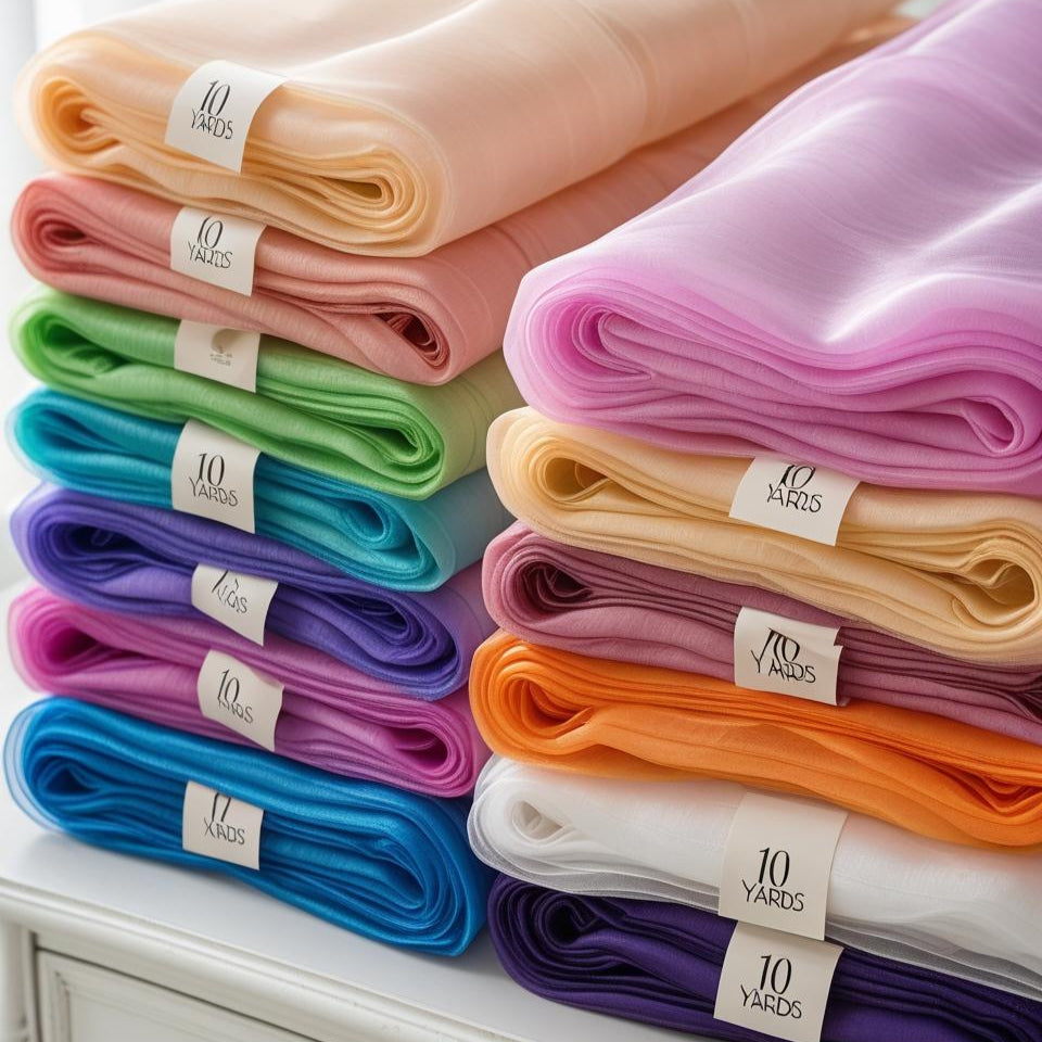 Organza Fabric 10 Yard Continuous Pieces – Sheer, Crisp & Elegant for Weddings, Decor & Crafts | Free Shipping