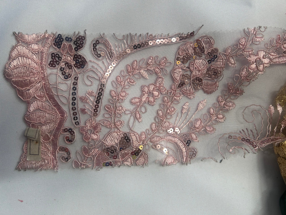 Floral Embroidered Sequin Lace Fabric – 45 Yard Roll