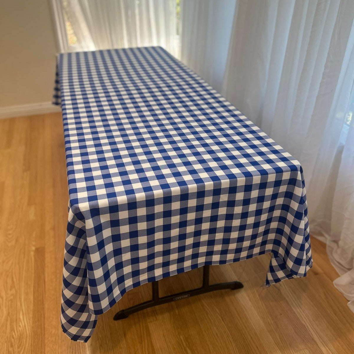 Gingham Checkered Poly Poplin Tablecloth 60 x 120 Inch