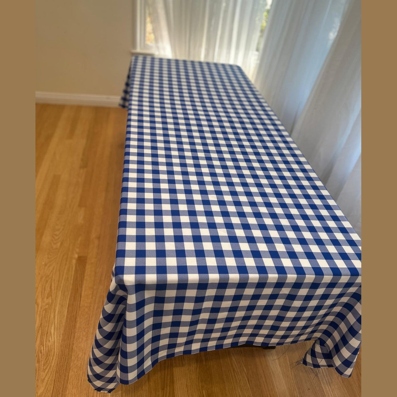 Gingham Checkered Poly Poplin Tablecloth 60 x 120 Inch