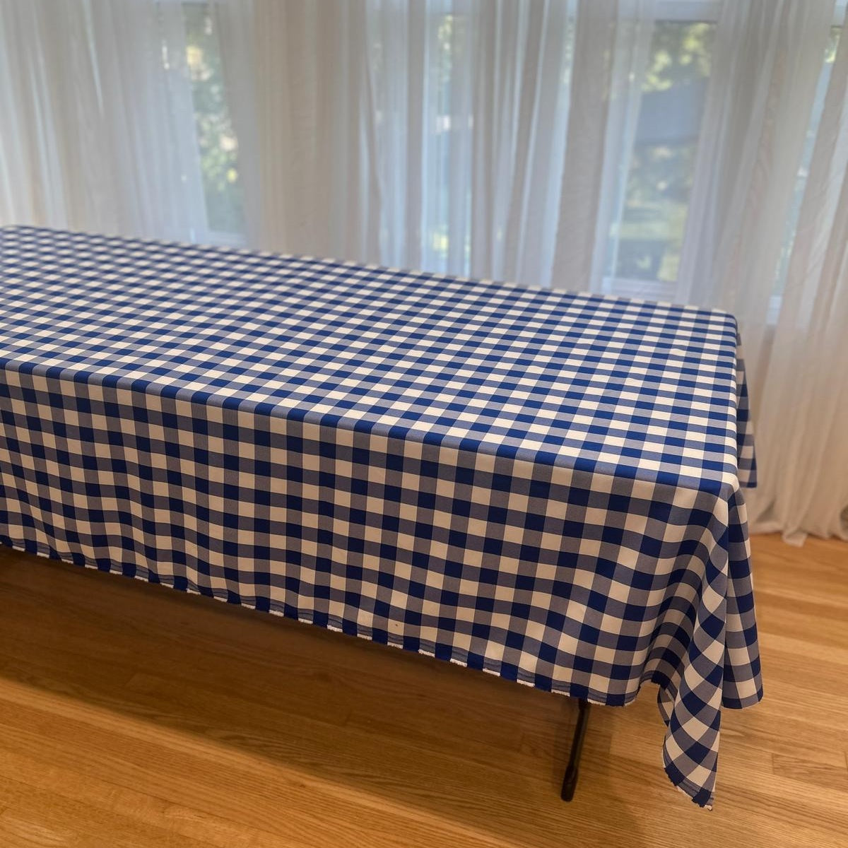 Gingham Checkered Poly Poplin Tablecloth 60 x 120 Inch