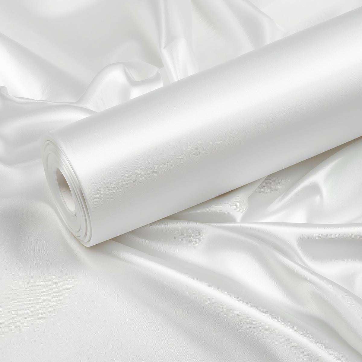 50 Yards – 60” Wide White Satin Fabric Roll | Wedding Draping, Linens, Gowns & Event Décor