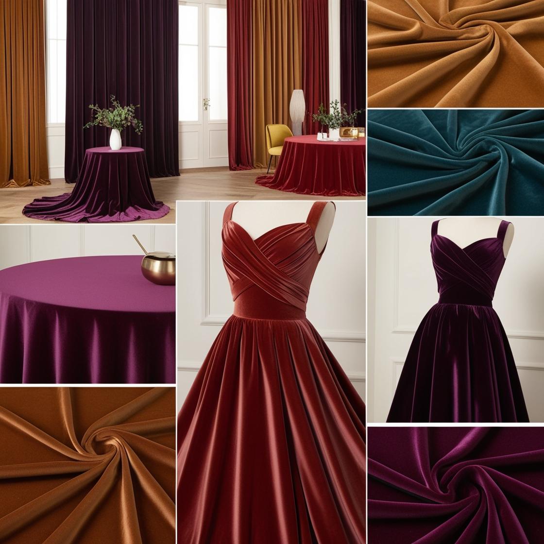 stretch velvet fabric dresses wedding decoration events custom cutain Burgundy