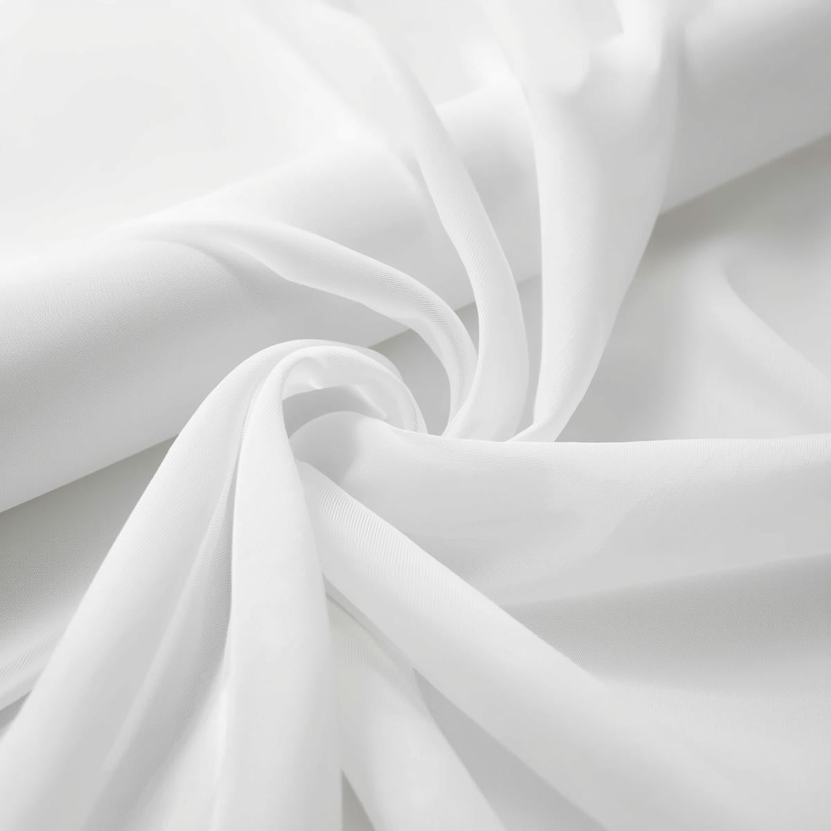 close up white voile fabric showing soft drape and sheer texture