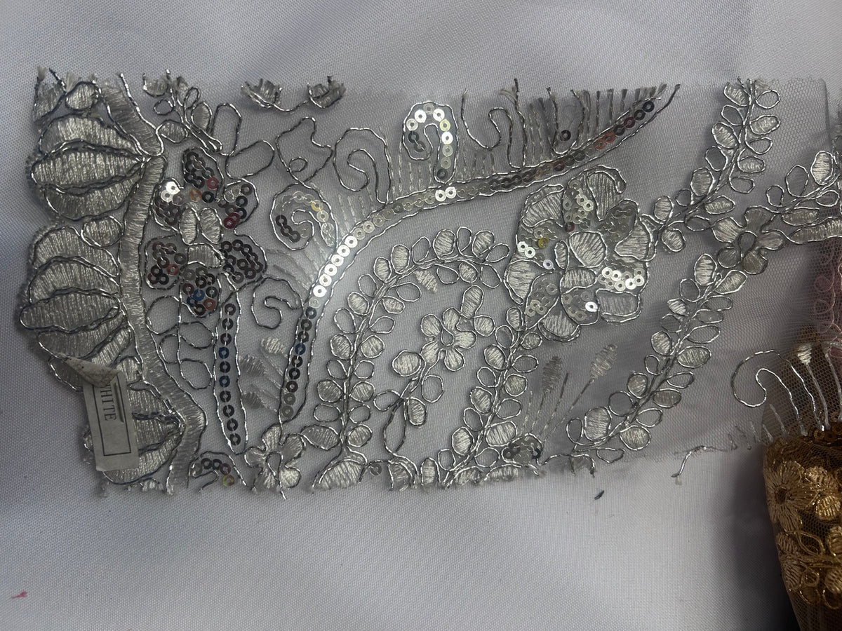 Floral Embroidered Sequin Lace Fabric – 45 Yard Roll