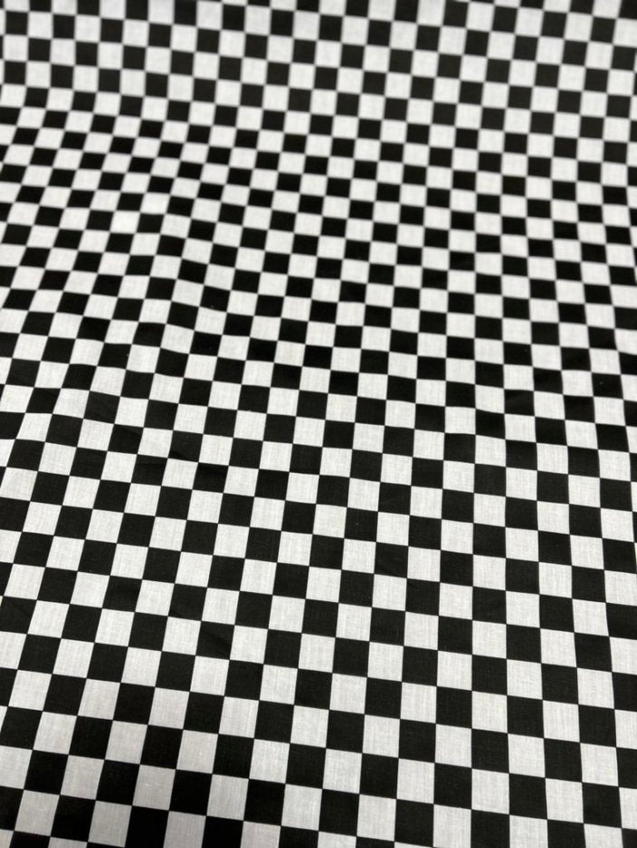 Checker Print Poly Cotton Fabric  by the yard