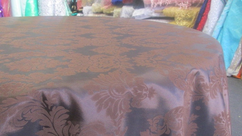Round Tablecloth  Damask Flocking Taffeta 90'' Round - New Star Fabrics