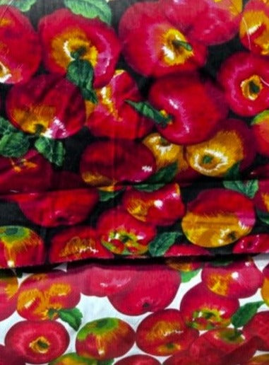 Apple Print Poly Cotton Fabric by the yard 58 inched