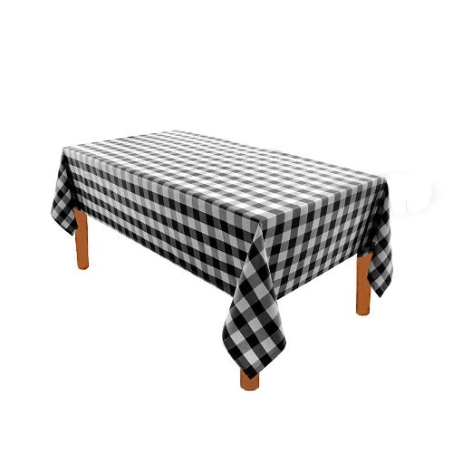 Black & White Buffalo Plaid Checkered Tablecloth 60 by 84'' - Amazing Warehouse inc.
